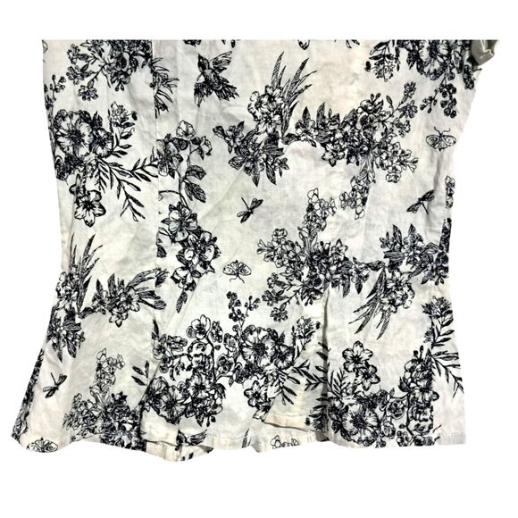 Romy Womens Small Floral Button-Down Blouse With Ruffle Collar Short Sleeves 100 - Picture 8 of 8